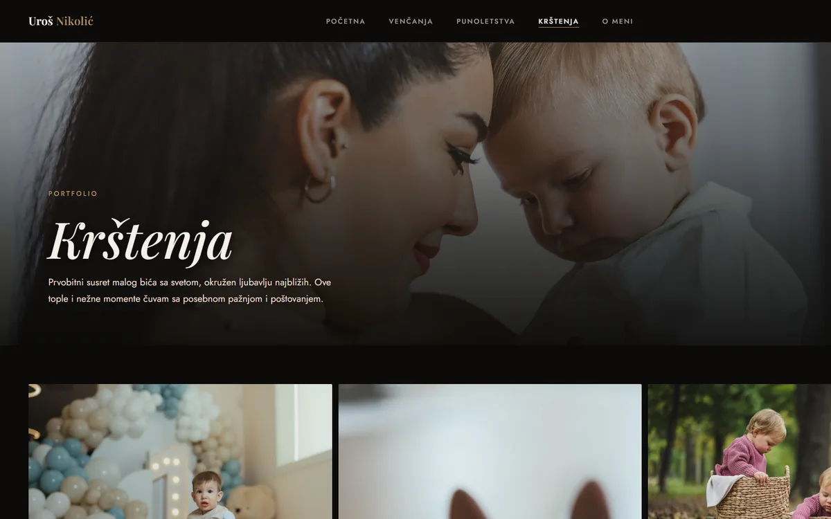Uros Nikolic photography website homepage