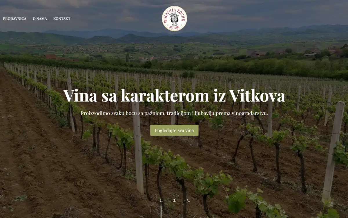 Vinarija Cosic winery website homepage